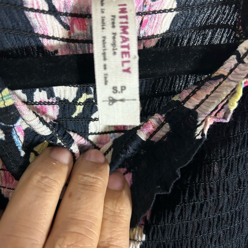 Free People Black and Pink Floral Maxi Dress. - Picture 6 of 7